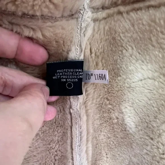 Express Y2K Vintage Suede Leather Faux Fur Lined Winter Coat Medium - Picture 15 of 15